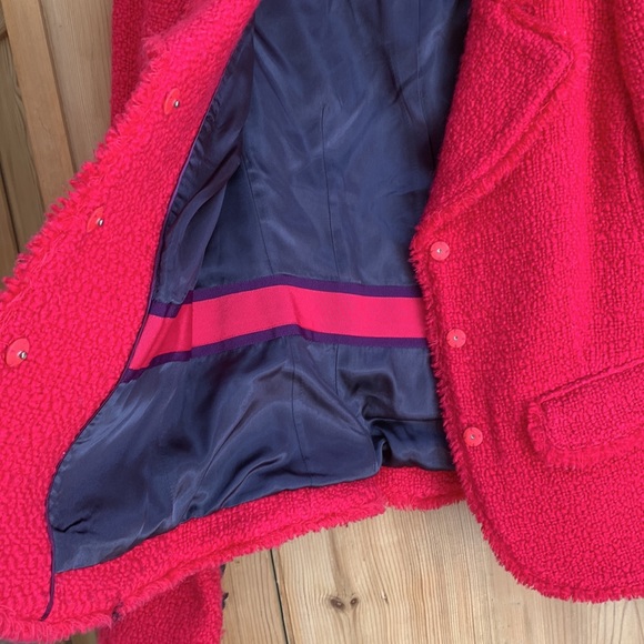Boden Hot Pink Neon Boucle Tweed Chanel Fantasy Look Jacket Fringe Trim Chic 💕 - Picture 7 of 16